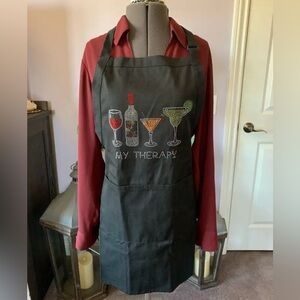 Bartender Cocktail Apron listing “My Therapy” With Rhinestone Accents